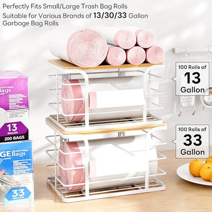 2 Pack Extra Large Stackable Pantry Organizer, Wall Mount Garbage Bag Holder