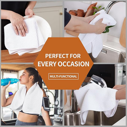 Microfiber Waffle Hand Towels, 4 Pieces, Fast Drying, Lint Free 430 GSM