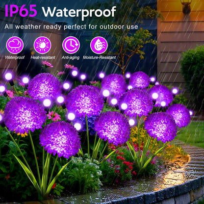 Solar Garden Lights, 4 Pack Solar Purple Swaying Firefly Lights with Flowers, Waterproof Purple Halloween Flowers Light Outdoor for Garden Patio Yard Fall Decoration, Gifts for Women Mother's Day