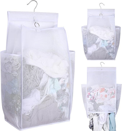 Hanging Collapsible Breathable Mesh Laundry Hamper, 24 x 14.2 x 7.5 in