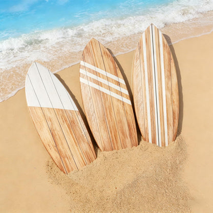 3 Pcs Surfboard Wall Decor, Large 32" x 10" Wooden Coastal Beach Wall Art, Surfboard Wall Hanging Decor for Bedroom Living Room, Nautical Summer Beach House Aesthetic Wall Decor, Ready to Hang Gift for Beach Lovers