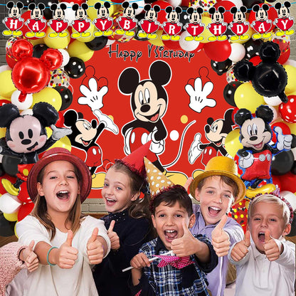 Red Themed Birthday Party Decorations Kit, Includes Happy Birthday Banner,Foil Balloons,Tablecloth,Backdrop,Plates,Napkins, Adult Themed Party Supplies