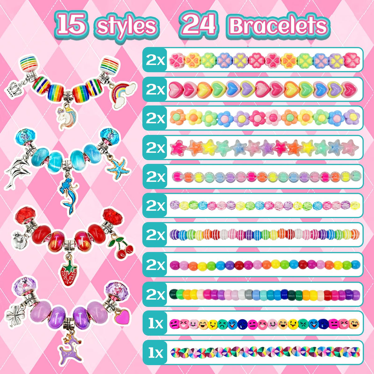 leitait 24 Pack Bracelet Wands,Charm Bracelet Jewelry Making Kit,Arts Crafts for Kids,Unicorn Party Favors Supplies,Goodie Bags Stuffers,Classroom Prizes,Birthday Gifts for Girls Ages 4-8 Years Old