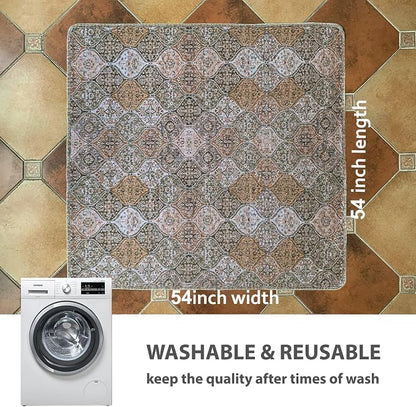nunubaby Washable Pee Pads for Dogs, Stylish, Non-Slip and Leak-Proof Pee Pads. Reusable Potty Pads for Dogs for Crates and Floors.(Brown/Multi,54" x54" )