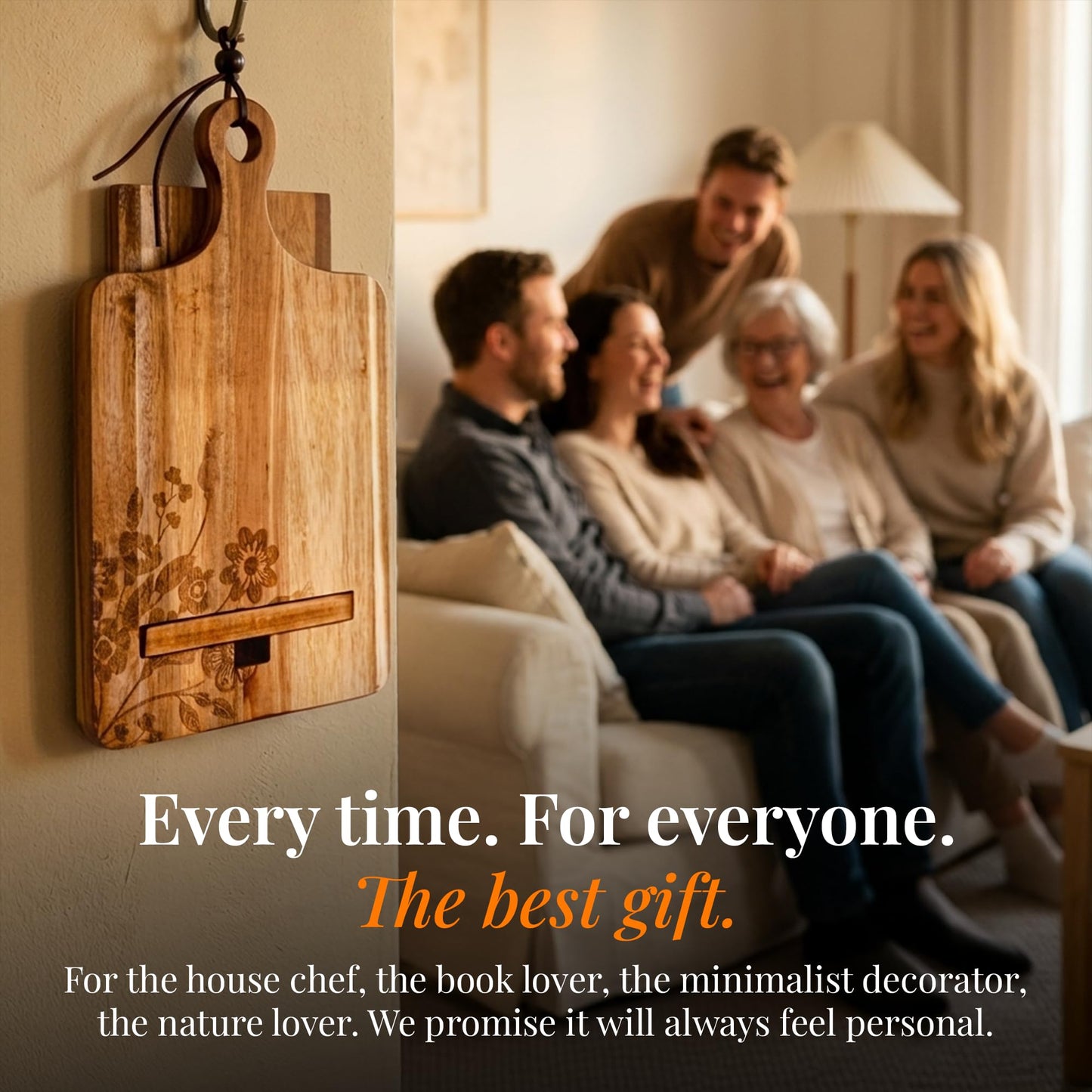 ULLAHOLM Wooden Cookbook Stand for Kitchen Counter - Reversible Recipe Book Holder with Cooking Measurement Conversion Card - Gift-Ready Adjustable Tablet Cookbook Holder Stand - 13.7"x8.2"