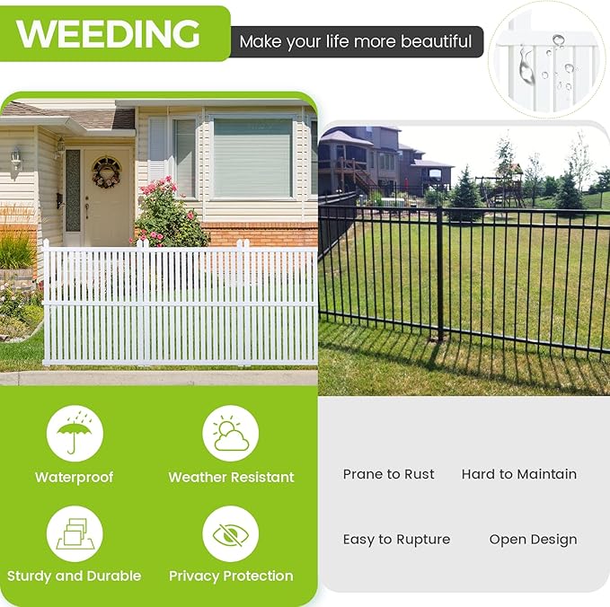 Air Conditioner Fence 48" W X 48" H Trash Can Fence Pool Equipment Enclosure Vinyl Privacy Fence Outdoor No Dig Privacy Fence 3 Panels with Metal Stake, White
