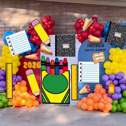 Frienda 24 Pcs Preschool Graduation Party Decoration Pre-k Large DIY Backdrop Photo Booth Prop Classroom Bulletin Board Decorations Cardstock Cut-Outs Cards Kit Wall Decor Kindergarten Party Supplies