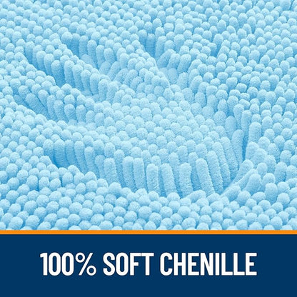 OLANLY Bathroom Runner Rugs 59x20, Soft Absorbent Chenille Bath Rugs, Rubber Backing Quick Dry, Machine Washable Long Bath Mats for Bathroom Floor, Tub and Shower, Home Decor Accessories, Sky Blue