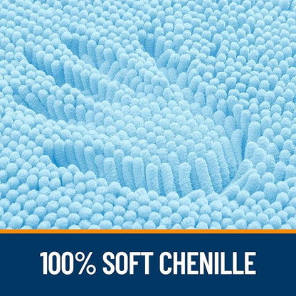 OLANLY Bathroom Runner Rugs 47x20, Soft Absorbent Chenille Bath Rugs, Rubber Backing Quick Dry, Machine Washable Long Bath Mats for Bathroom Floor, Tub and Shower, Home Decor Accessories, Sky Blue