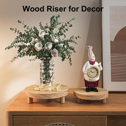 Wood Plant Stand Indoor Outdoor, 12/10/8/6" Round Wood Riser for Decor, Wooden Stool Display Stand Flower Pot Holder Small Planter Tray Modern Potter Decorative for Desktop Counter Room (Natural-4pcs)