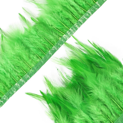 Lime Green Rooster Feather Fringe Trim 14.7ft 3-5inch Fluffy Feather Trim Fashion Dress Sewing Crafts,Gloves,Feather Shawl Cape, DIY Handbag and Wedding Decoration
