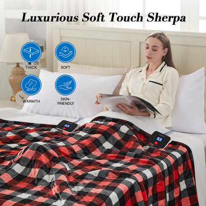 Westinghouse Heated Throw Blanket, Flower Jacquard Electric Blanket Throw with 6 Heating Levels and 2-10 Hours Auto-Off, Flannel to Sherpa Super Cozy Heated Blanket, Machine Washable (50" x 60" Beige)