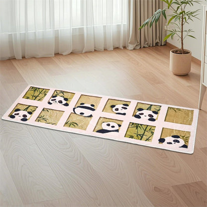 Area Rugs for Bedroom 1.3' X 3.9', Washable Cat Irregular Shaped Rug Cute Carpet Kid Funny Cartoon Rugs, Room Decor Cat Dog Shaped Pet and Children Entryway Rug (G1 Square Panda)