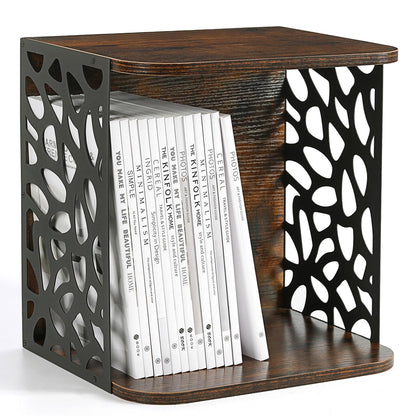CILXGQLN 1 Cube of Magazine Rack, Modern Floor Magazine Holder with Rustic Wood & Metal Design, Large Capacity Stackable Organizer for Living Room & Office & Bedroom