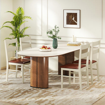 Giantex Wooden Dining Chairs Set of 2, PU Leather Upholstered Kitchen Chair w/Rubber Wood Frame, Padded Seat, Curved Back, Farmhouse Accent Side Chairs for Dining Living Room Home