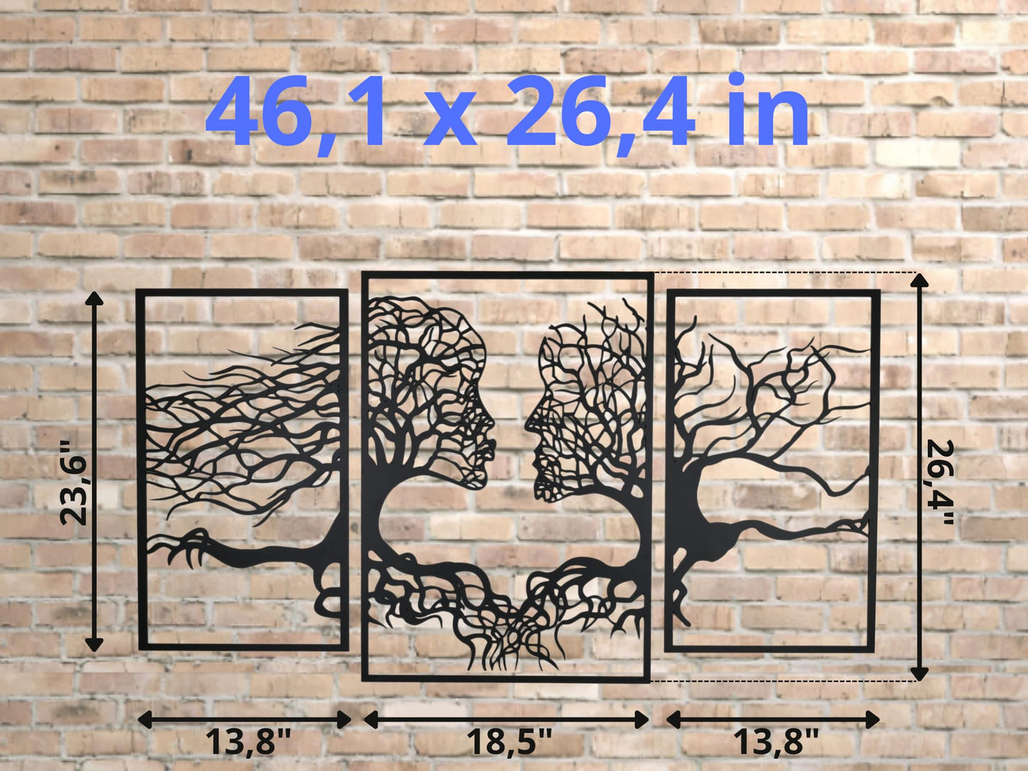 VAILLA Tree of Life Wall Wooden Art Abstract Tree Man Woman Face Large 3D Wooden Wall Decor Set of 3 Hanging Sculpture Modern Home Decoration 3D Textured Sculptures for Living Room Bedroom Office Dinnig Room