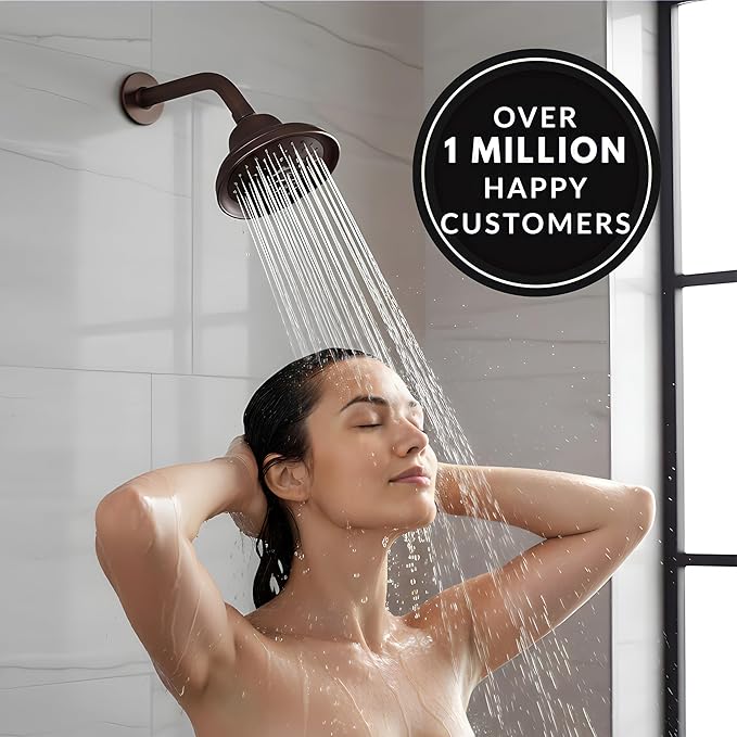 Aqua Elegante Massage Shower Head With Mist - High Pressure Boosting, Adjustable Massaging Rainfall Showerhead For Low Flow Showers With Water Saving Nozzles - 2.5 GPM - Oil-Rubbed Bronze