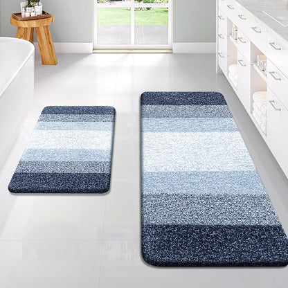 OLANLY Bathroom Runner Rugs Mat 47x24, Extra Soft Absorbent Microfiber Bath Rugs, Rubber Backing, Quick Dry, Washable Long Bath Mats for Bathroom, Tub and Shower, Home Decor Accessories, Navy Blue