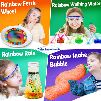 UNGLINGA 60+ Science Experiments Kits for Kids, Boys Girls Toys Gifts, Science Lab S.T.E.M Activities Educational Project with Chemistry Set, Erupting Volcano, Color