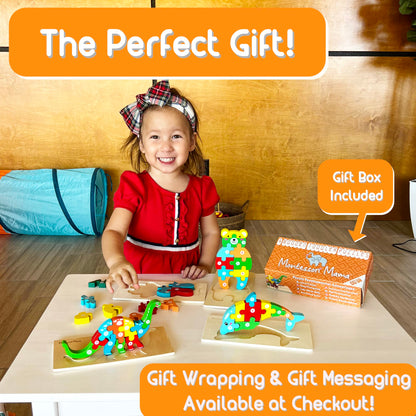 Montessori Mama Wooden Toddler Puzzles for Kids Ages 3-5, Montessori Toys for 3 Year Old, Animal Toddlers Toys Ages, 4-Pack Learning Toddler Puzzle