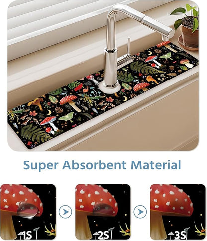 Patterned Sink Faucet Mat Kitchen Splash Guard Super Absorbent Drying Mat