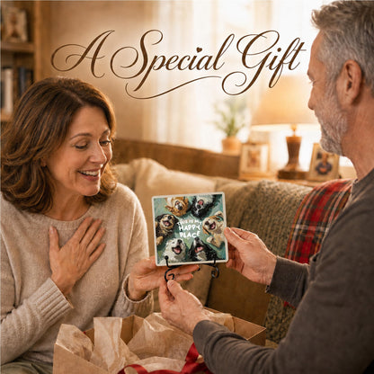 This Is My Happy Place Wooden Sign With Stand, Home Farmhouse Desk Table Decor, Inspirational Plaque Gifts For Dogs Lover Owner, Puppy Dogs Office Desk Decor For Shelf, 04