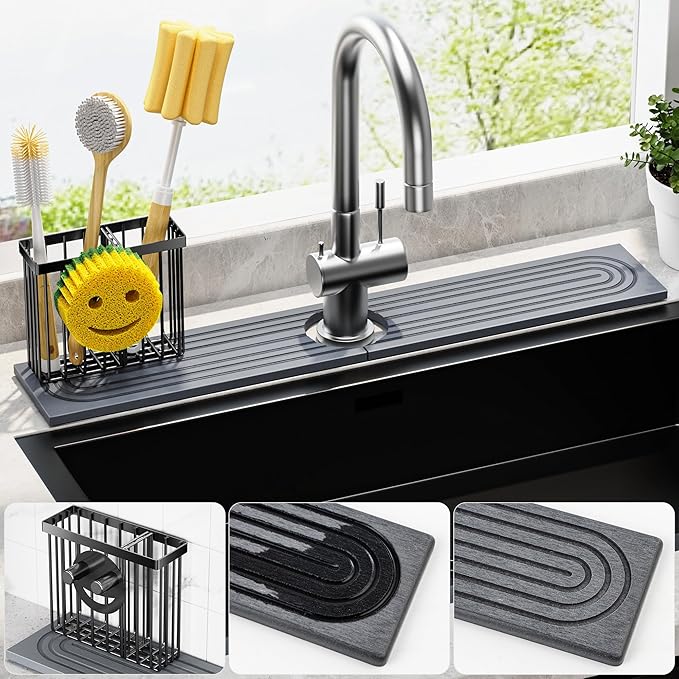 Cisily Diatomite Faucet Mat for Kitchen Sink Protectors