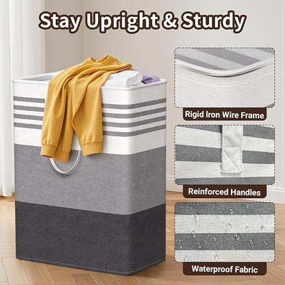 WOWBOX 2 Pack Laundry Hampers Baskets, Freestanding Dirty Clothes Hampers