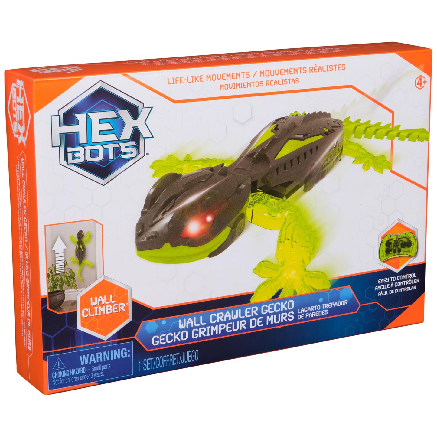 HEX BOTS Wall Crawler Gecko, Rechargeable Remote Control Robot Kids Toys, Climbs up Walls, RC Robot Toys for Boys & Girls Ages 4 & Up