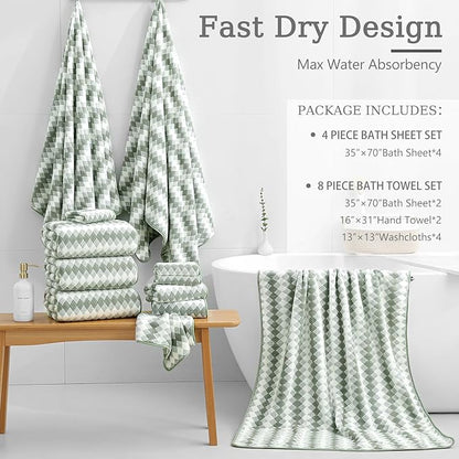 4 Piece Bath Towel Set Oversized Bath Sheet 35"x70" Bathroom Towel Extra Large