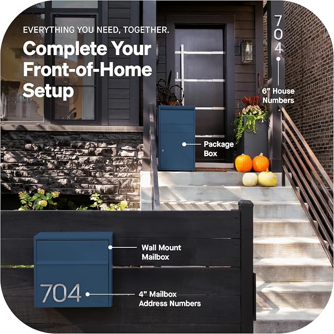 Adoorn Lockable Wall Mount Mailboxes for Outside - Small Anti-Theft Locking Mailbox for Letters - Weatherproof Construction - Durable Steel - 13.5" H x 15" L x 5.5" D - Navy