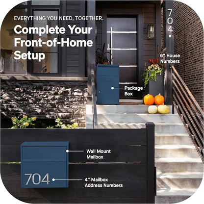 Adoorn Lockable Wall Mount Mailboxes for Outside - Small Anti-Theft Locking Mailbox for Letters - Weatherproof Construction - Durable Steel - 13.5" H x 15" L x 5.5" D - Navy