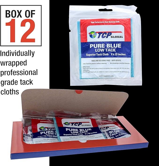 TCP Global Pure Blue Low Tack Superior Tack Cloth, Automotive & Woodworking