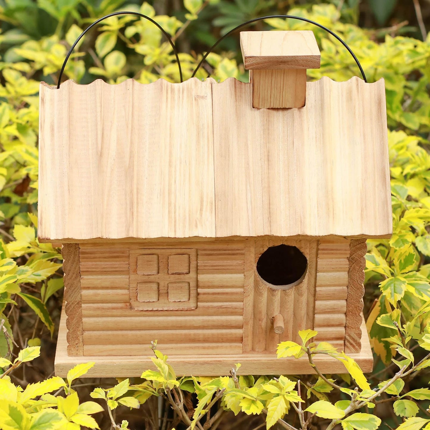 Bird House Outside Outdoor Bird Houses Wooden Bird Hut Clearance 2 Hole Bluebird Finch Cardinals 2 Rooms Hanging Birdhouse for Garden Viewing