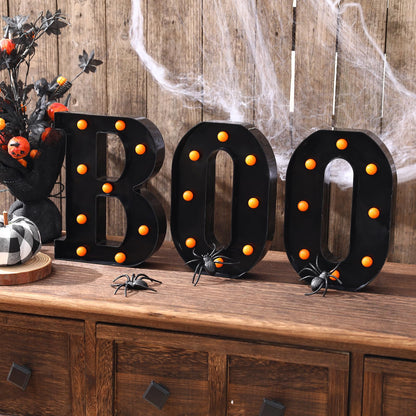 Halloween Decorations-3 Marquee Light up Letters "BOO" Sign Halloween Decor for Kitchen Tabletop Fireplace Mantel Party Indoor