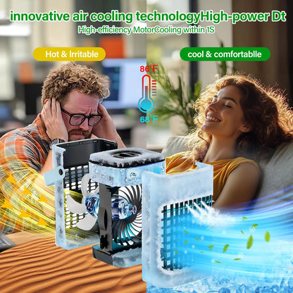 Portable Air Conditioners Cooling Fan, 800ml Mini Air Conditioner Portable AC Unit with 3 Cool Mist & Speeds, 7 Night Light & 2-8H Timer, Personal Air Cooler for Bedroom Office Camping
