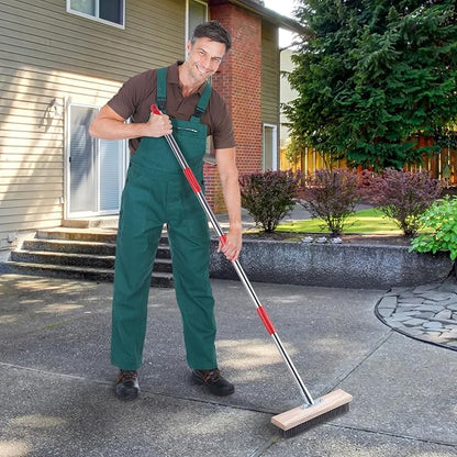 Heavy Duty Wire Broom with Telescopic Handle, Stiff Metal Bristle Brush