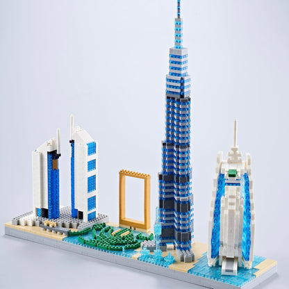 KLMEi World Famous Landmarks Architecture Skylines Series Dubai Skyline Micro Building Blocks Set for Adult Age of 14+ Assembly Construction 3D Present Kit 2545 pcs