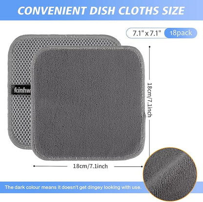 KinHwa Kitchen Washcloths for Dishes Absorbent Microfiber Dish Cloths Quick Dry