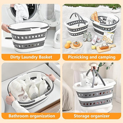 2 Pack Compact Collapsible Laundry Basket, Small Size Pop-Up Hamper Perfect