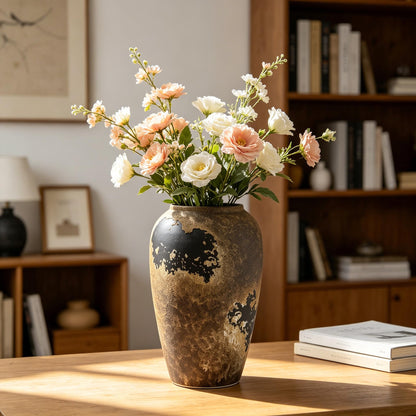 Ceramic Rustic Vases for Centerpieces,11 inch Decorative Terracotta Flower Terracotta vase for Home Decor,Farmhouse,Living Room,Table,Neutral,Waterproof