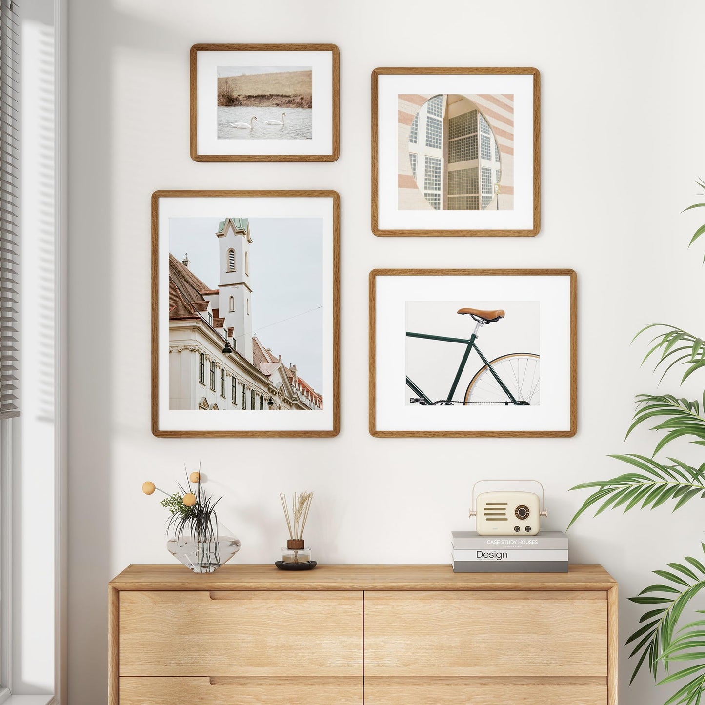 FLYJOE 11X14 Picture Frame | Solid Oak Wood 11 X 14 Picture Frame With Mat For 8X10 | 11X14 Poster Frame | Plexiglas And Hanging Hardware Included | 11 By 14 Photo Frame Wood (Walnut, 3 Packs)