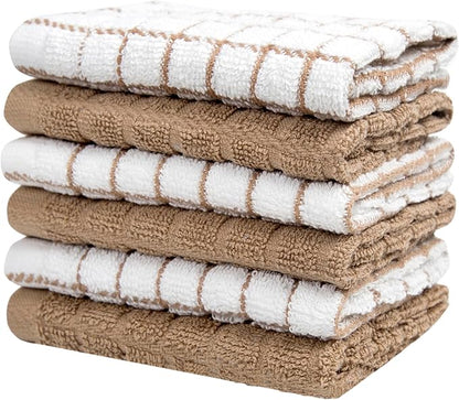 Bumble Premium Cotton Dish Cloths 12" x 12"| Tan Design | 405 GSM | Highly