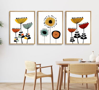 YCXDMJ 3pcs Abstract Boho Floral Wall Art Vibrant Canvas Posters and Prints Modern Flower Paintings Pictures Artistic Wall Decor for Bedroom Living Room Office and Dorm Decoration Unframed