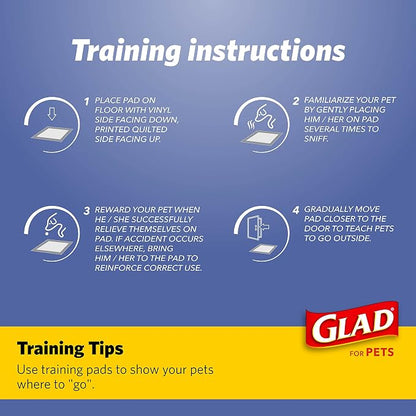 Glad for Pets Washable Dog Pee Pads, Small, 18 x 24 Inches, 2 Count, Gray with Paw Prints, 3-Layer Leak Protection, No-Slip Vinyl Bottom, Reusable Puppy Training Pads