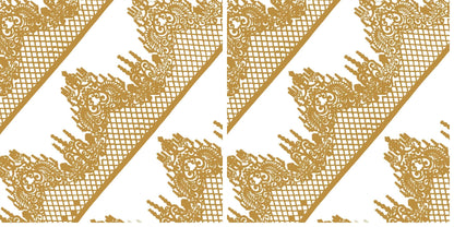 Large Pre-Made Ready to Use Edible Cake Lace Lattice Diamond Scallop Golden 12-inch 10-Piece Set (Pack of 2)