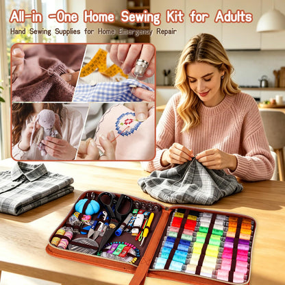 Large Sewing Kit for Adults Beginners, 241 PCS Portable Sewing Set, Premium Needle and Thread Kit Basic Travel Sewing Repair Kit for Home Dorm College Christmas Gifts for Mom Grandma