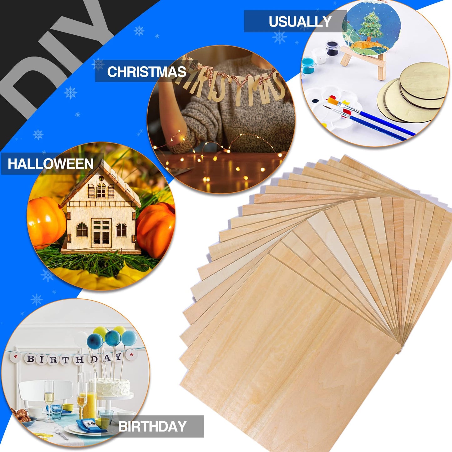 18 Pack Basswood Sheets 12"x12"x1/8" for Crafts, Unfinished Basswood Craft Board Perfect for DIY Ornaments and Models, Drawing, Painting, Engraving, Wood Burning, Laser Cutting