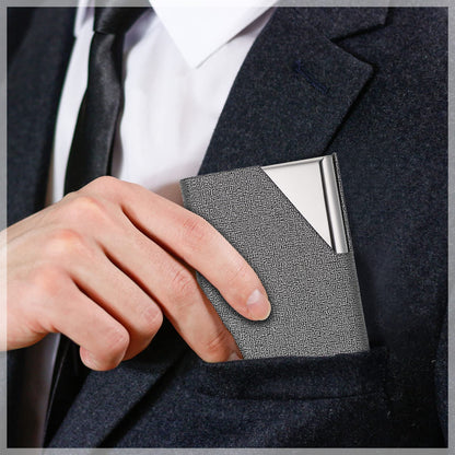 Yexiya 10 Pcs Business Card Holder Case Professional PU Leather & Stainless Steel Pocket Card, Metal Slim Credit Wallet with Magnetic Closure for Men Women Office Gifts, Multicolor