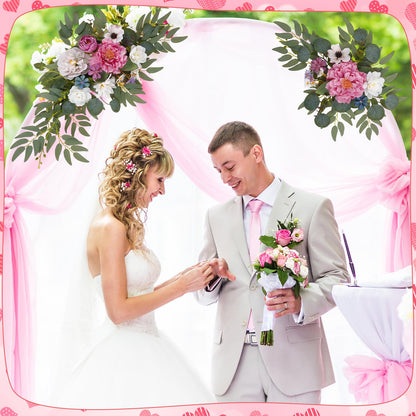 Wedding Arch Decorations 2 Pack - Reusable Artificial Hanging Flowers Floral Swag Greenery Garland for Wedding Welcome Sign Backdrop Bridal Ceremony Reception Backdrop, Baby Shower